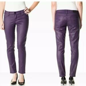 Seven7 Petite Women’s Denim Coated Low -Rise Skinny Jeans,  Purple, Size 8P